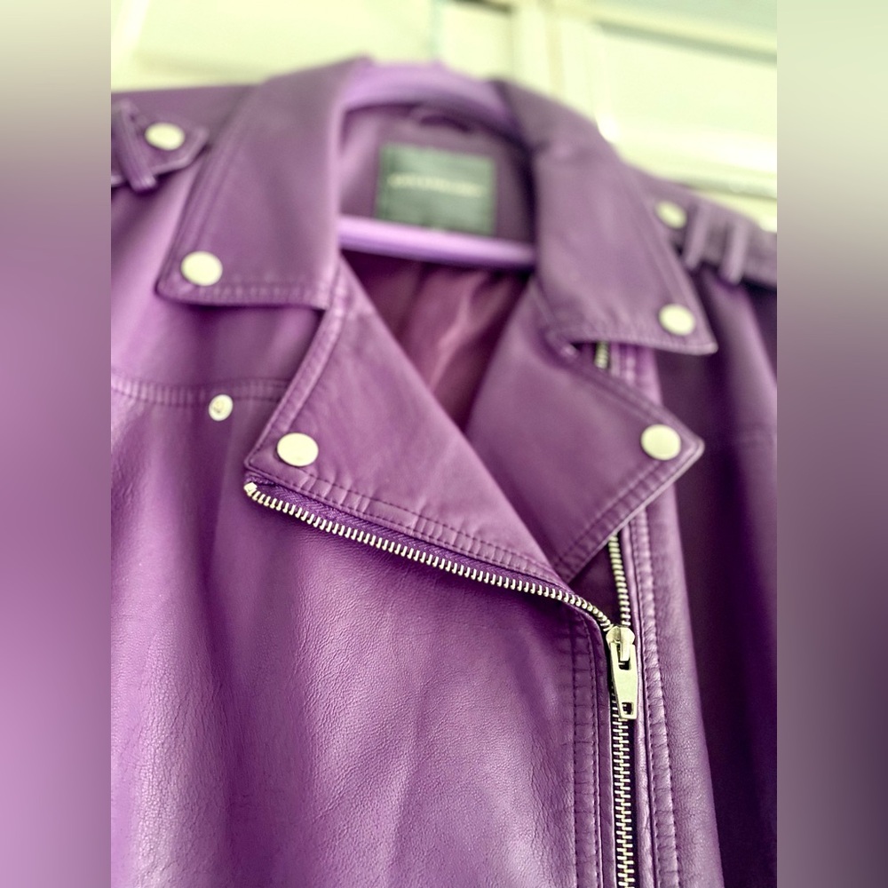 NWOT Kate & Mallory Vibrant Purple Leather Jacket - Picture 5 of 11